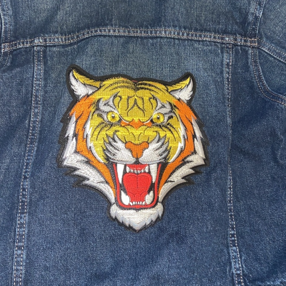 Kids Denim Jacket w/ Tiger Patch on back - Picture 2 of 8